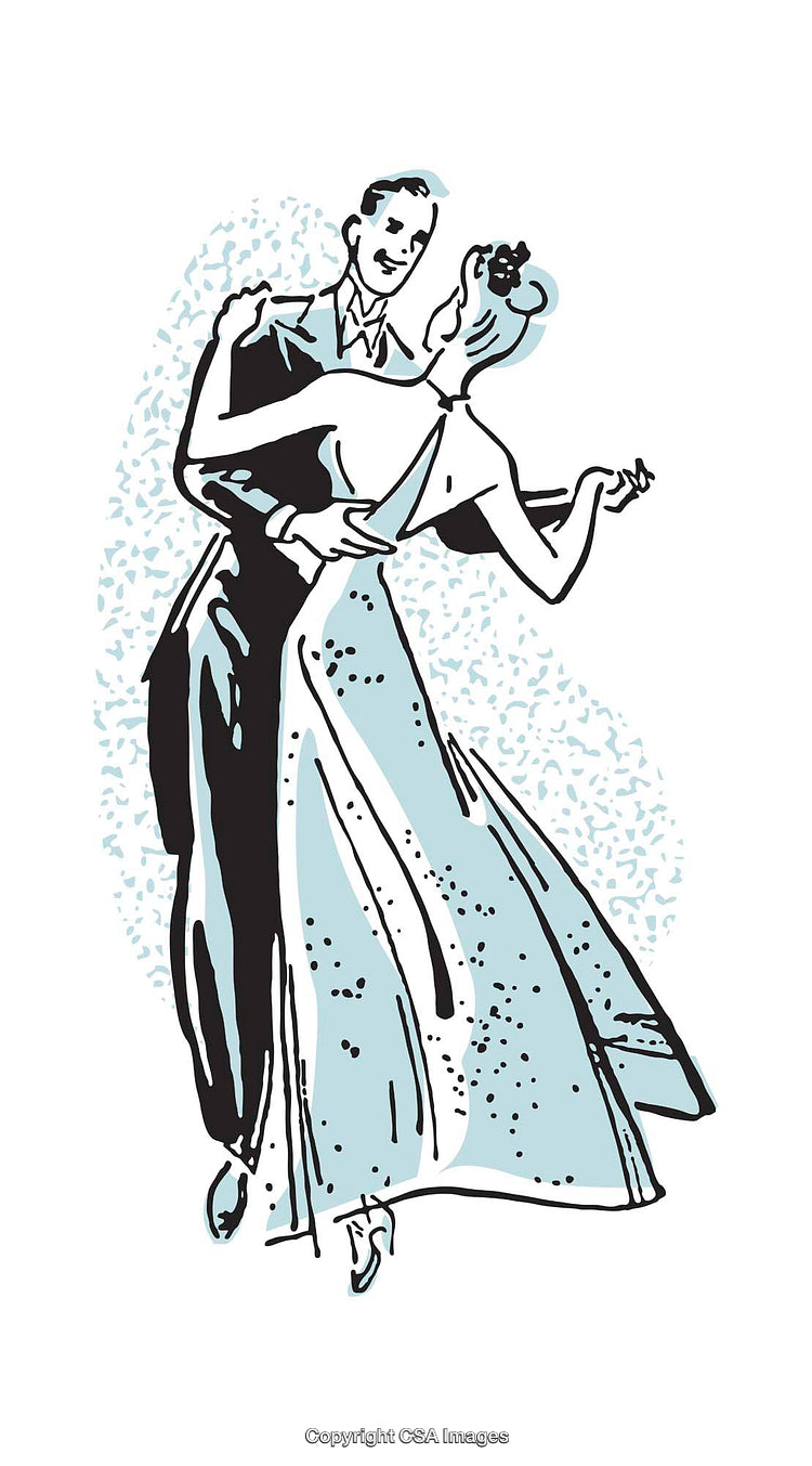 Elegant Couple Dancing in a Vintage Style Illustration