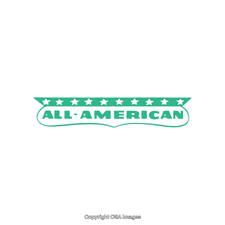 All-American Text With Stars Design on White Background