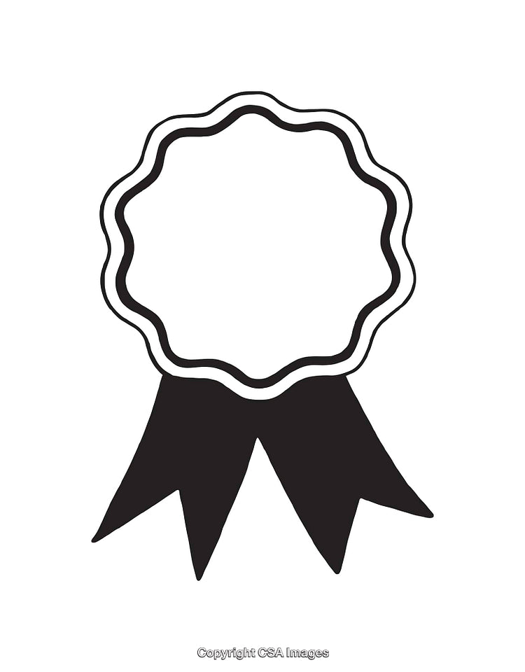 Black and White Award Ribbon Line Art Icon Design