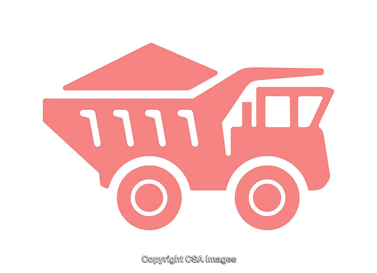 Minimalist Red Dump Truck Icon for Construction and Transportation Themes