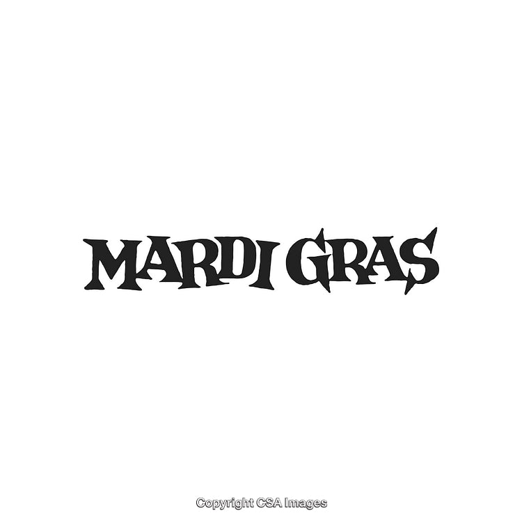 Bold Mardi Gras Celebration Text Art on White Background