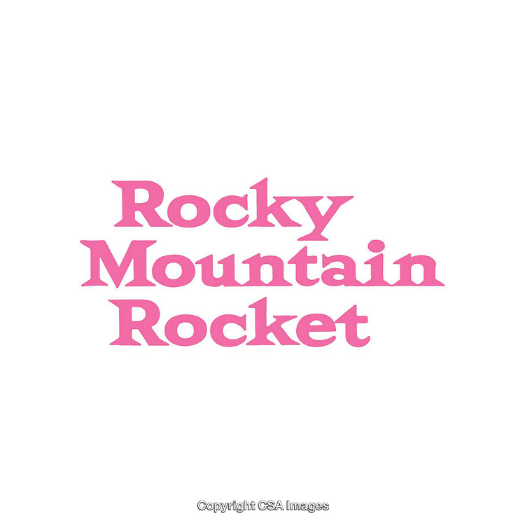 Pink Rocky Mountain Rocket Typographic Design on White Background