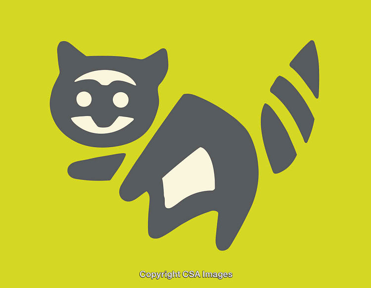 Playful Minimalist Raccoon Illustration with Lime Green Background