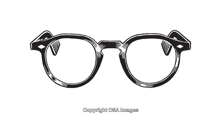 Vintage Black and White Retro Glasses Line Art Drawing