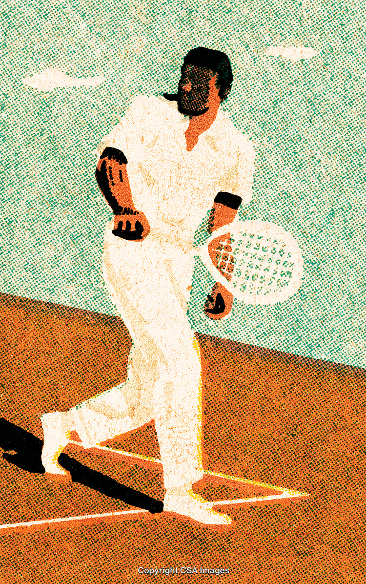 Vintage Style Illustration of a Tennis Player In Action