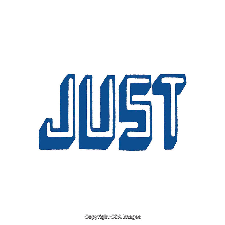 Bold Blue Just Text Illustration on a Clear White Background