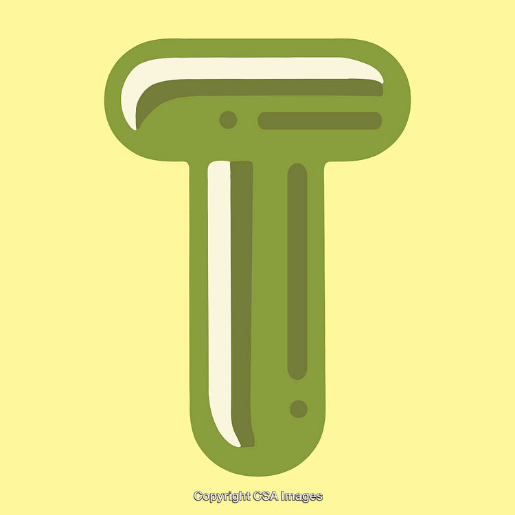 Green Stylized Letter T on Pastel Background