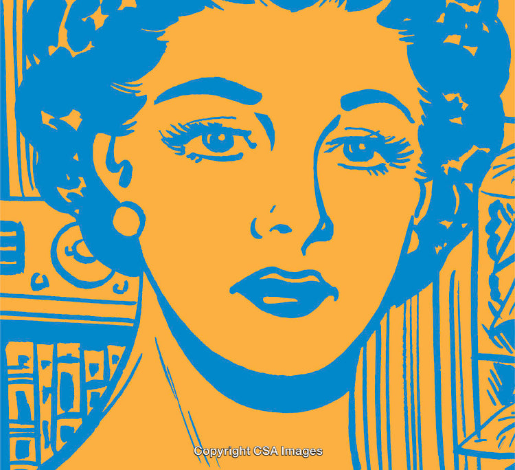Abstract Portrait in Yellow and Blue Pop Art Style Design