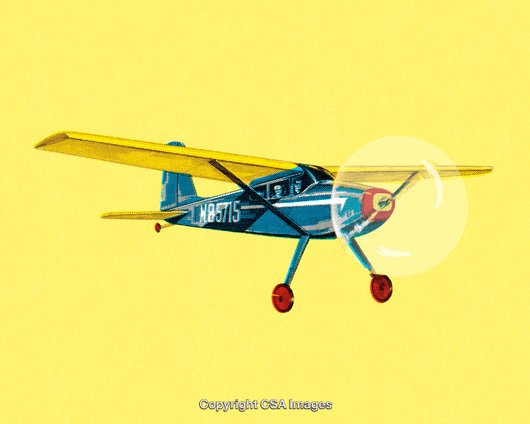 Vintage Airplane on Yellow Background with Retro Aesthetic