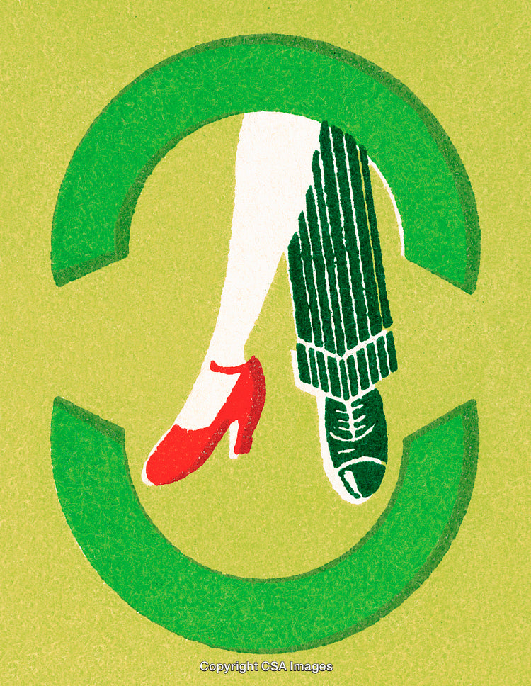 Whimsical Shoe Exchange Depicting Different Styles in Circular Frame