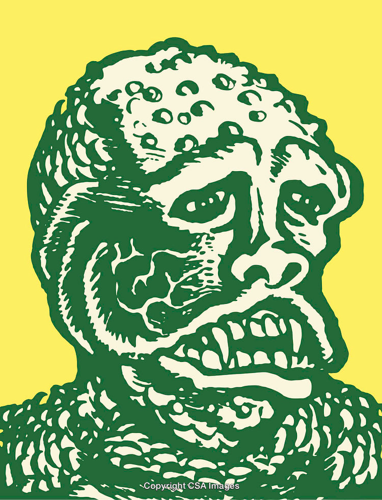 Abstract Illustration of a Unique Cartoon Character on a Yellow Background