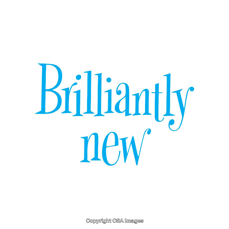 Text Saying 'Brilliantly New' in Bright Blue on White Background