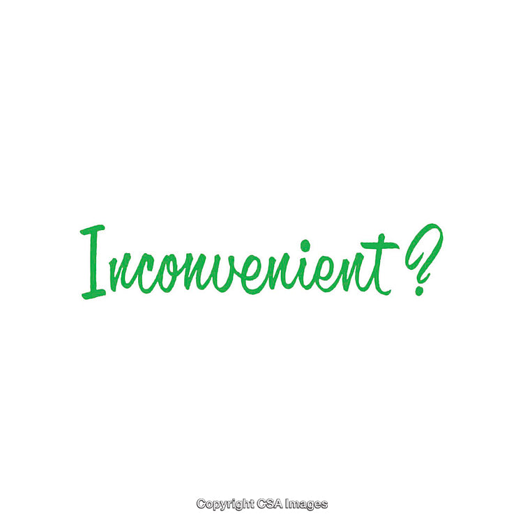 Inconvenient Word in Green Handwritten Script on White Background