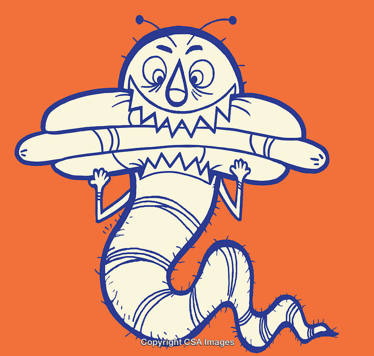 Playful Cartoon Caterpillar with Whimsical Expressions on Bright Orange Background