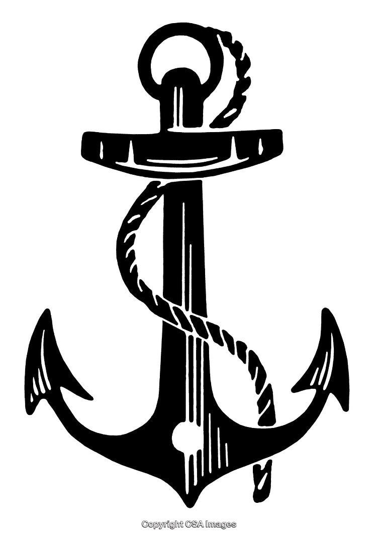 Detailed Black and White Anchor Illustration With Rope Artistic Design