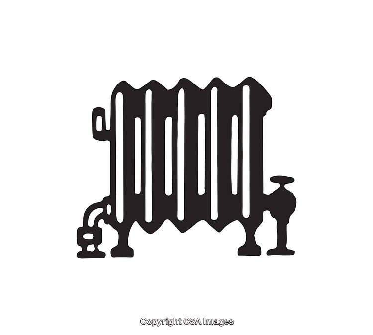 Black and White Line Art Illustration of a Classic Radiator Heater