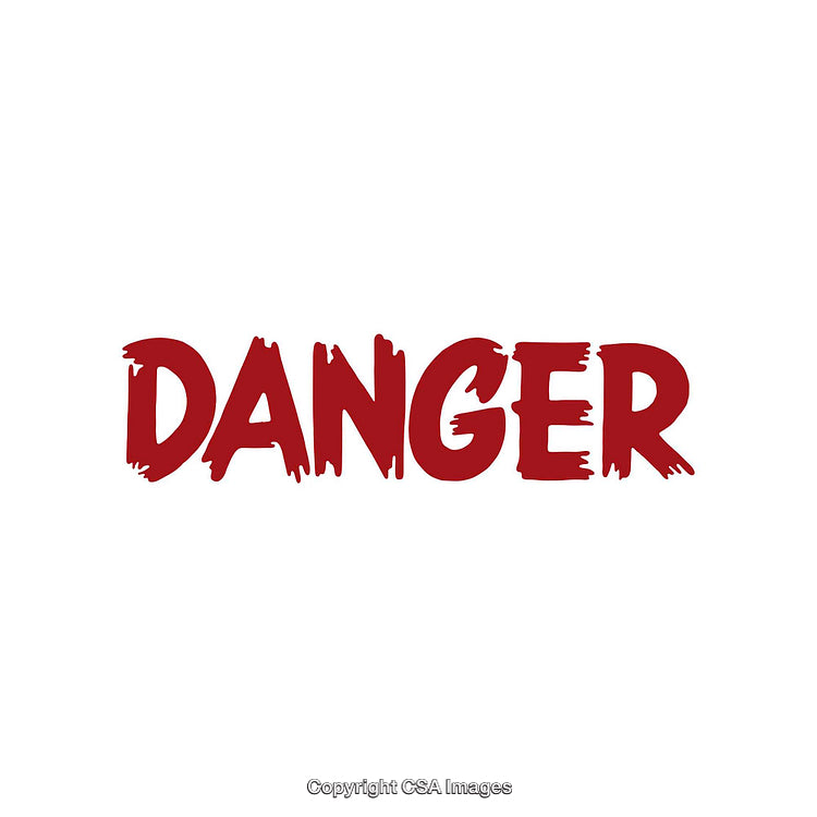Red Danger Text on Minimal White Background