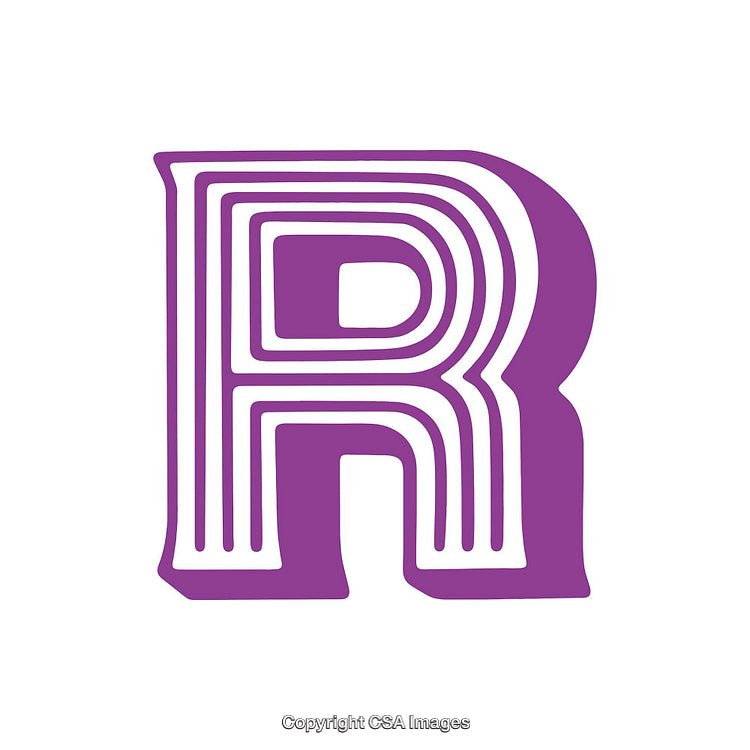 Purple Stylized Letter R With Retro Line Design Elements