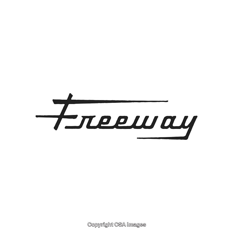 Stylish Handwritten 'Freeway' Text Design with Minimalist Black On White Theme