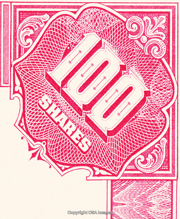 Vintage Stock Certificate Design with 1000 Shares Mark in Intricate Style