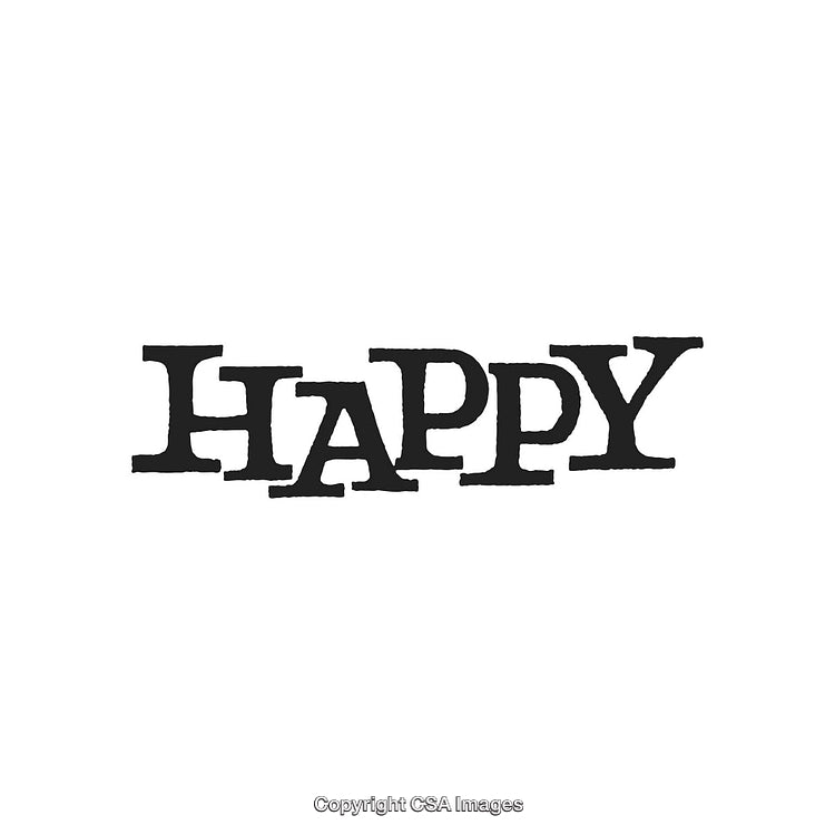 Vintage Stylized Typography Artwork Featuring The Word "Happy" in Bold Font