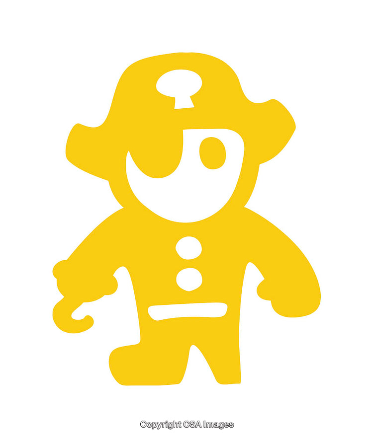 Yellow Pirate-Themed Icon Featuring Cartoon Style and Playful Design