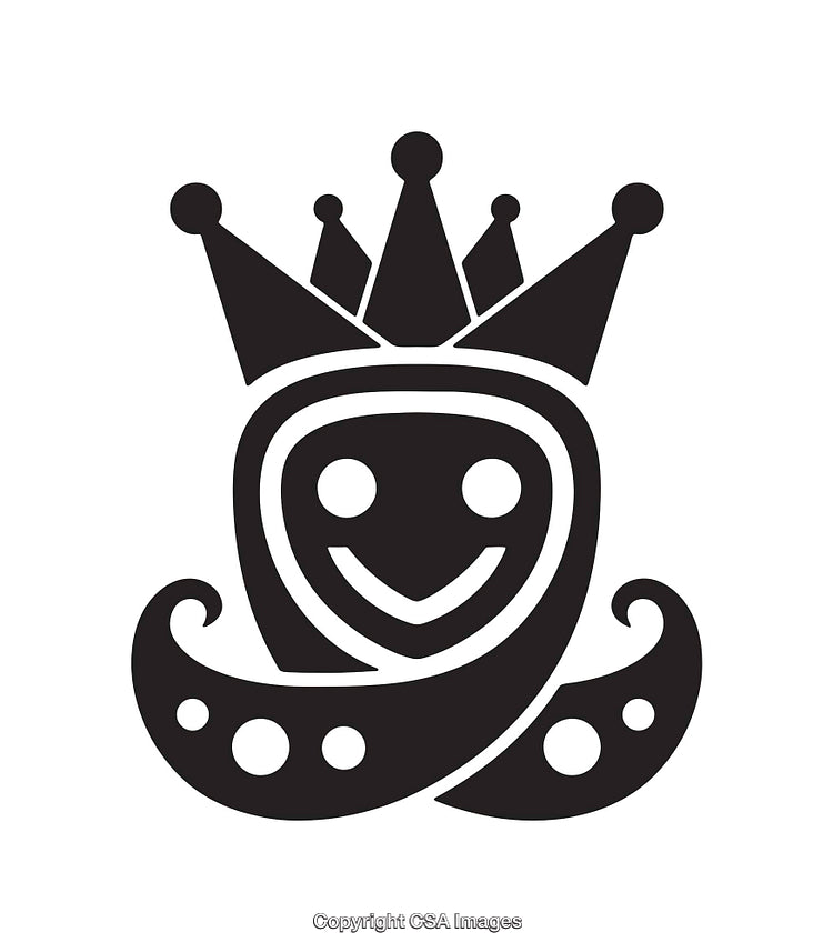 Black and White Royal Jester Icon Design
