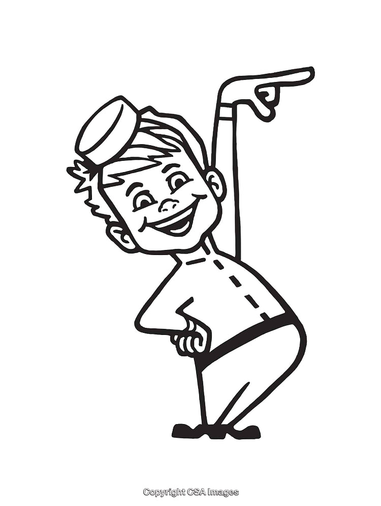Charming Boy Illustration in Playful Pose Wearing a Hat