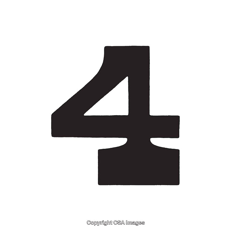 Bold Black Number Four Against a White Background