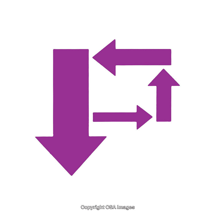 Purple Arrow Shapes Forming Graphic Symbol on White Background