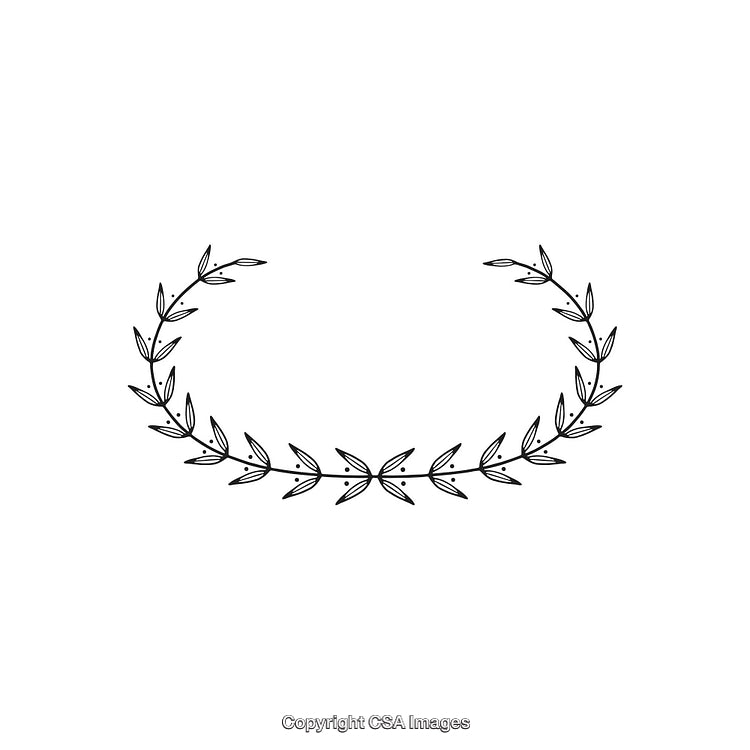Minimalist Black and White Decorative Laurel Wreath Illustration