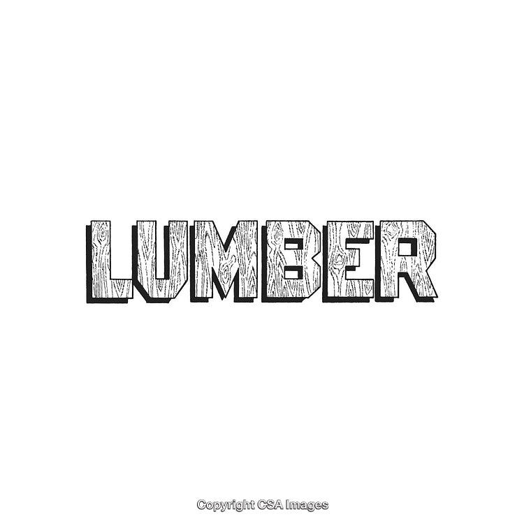 Lumber Word Graphic with Bold Wooden Lettering and Texture Effect