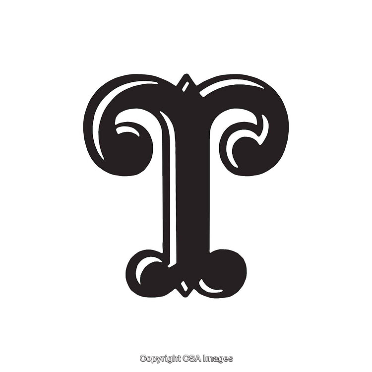 Elegant Decorative Representation of the Letter T With Ornate Details