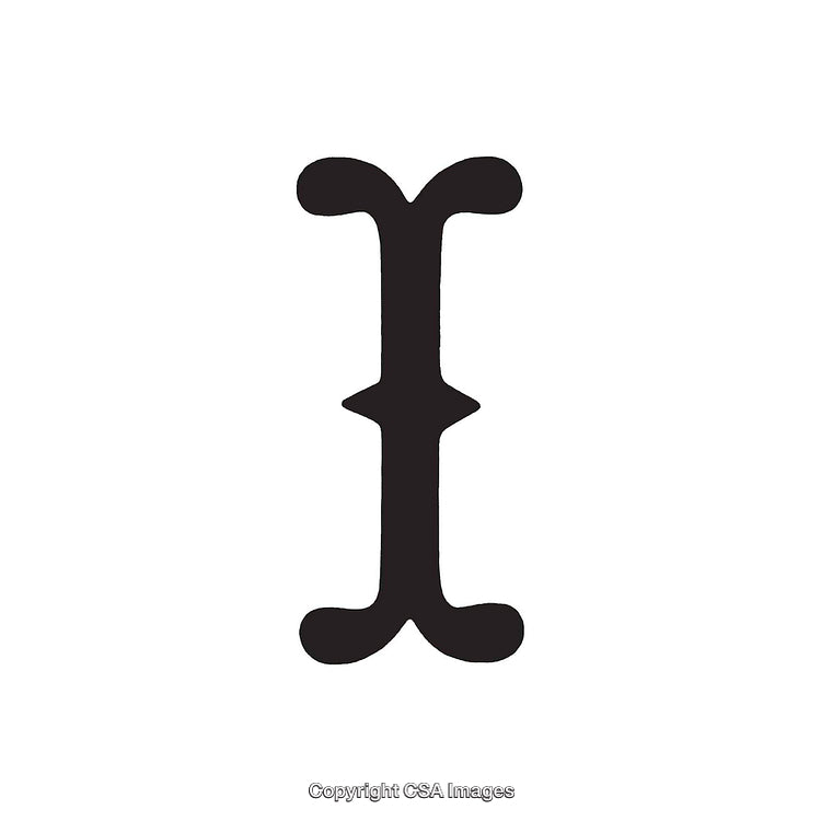 Black Isolated Decorative Letter I on White Background