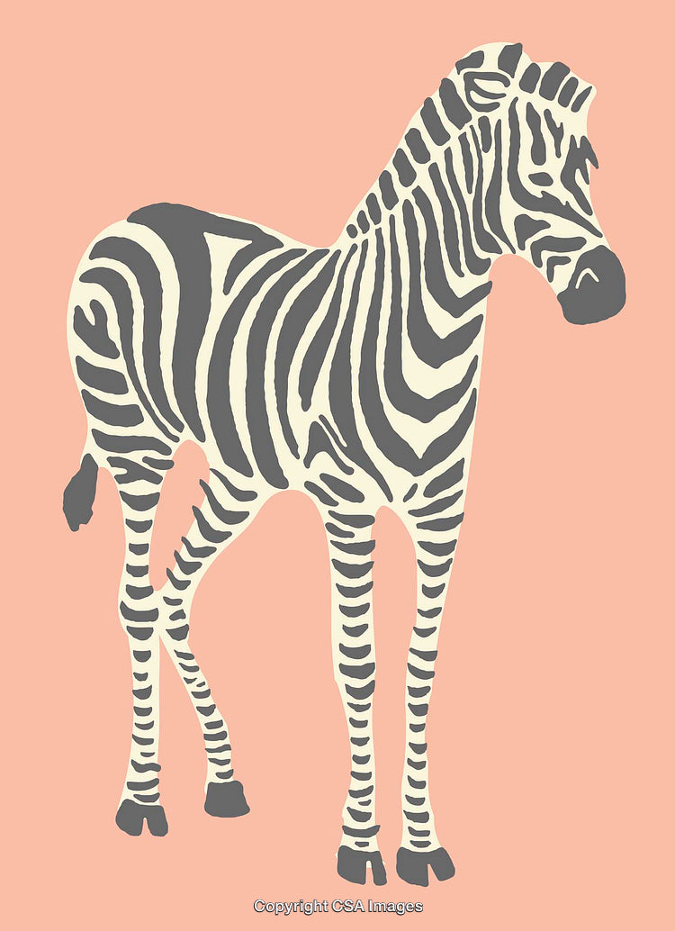 Colorful Line Art Illustration of a Zebra on a Pastel Background