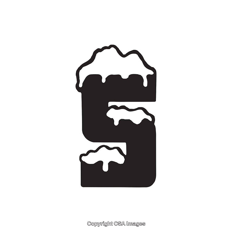 Snow-Covered Letter S in Minimalist Black and White Design