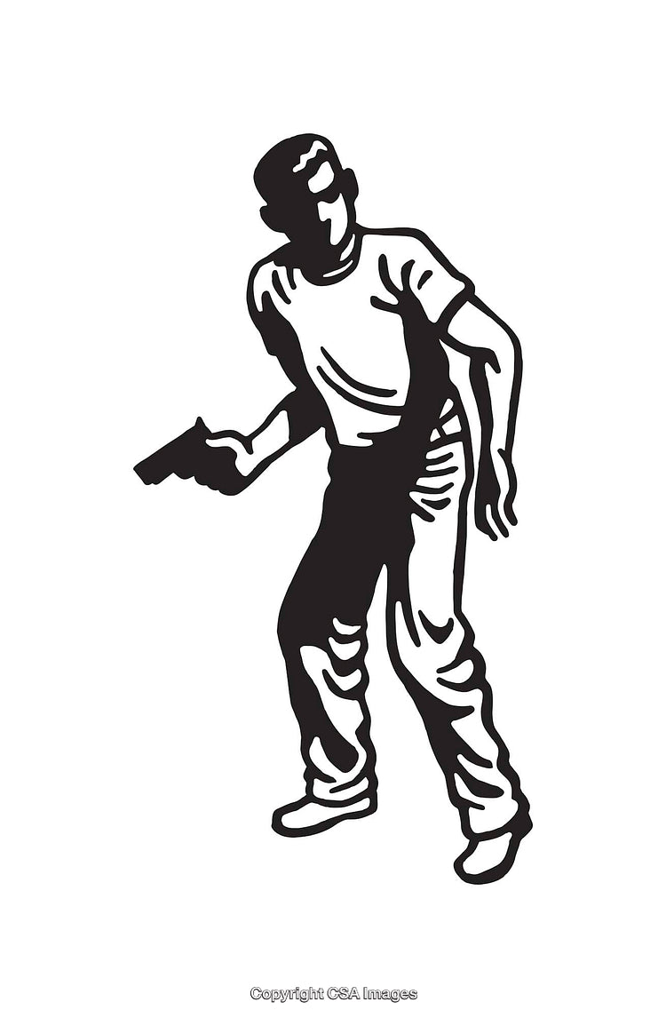 Black and White Illustration of a Person in a Dramatic Pose