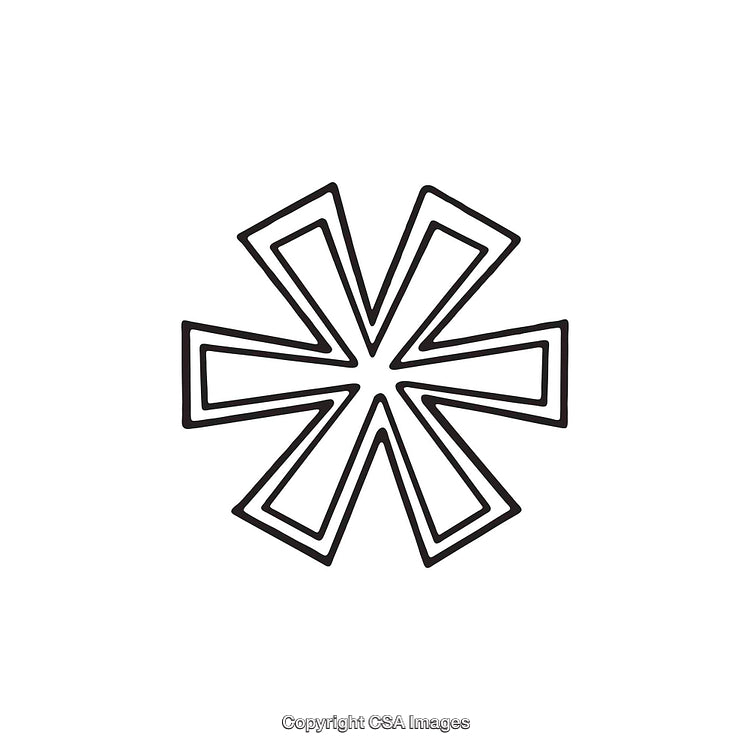 Abstract Black and White Geometric Eight-Pointed Star Design