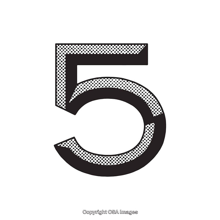 Bold Illustrative Design of the Number Five in Monochrome Style