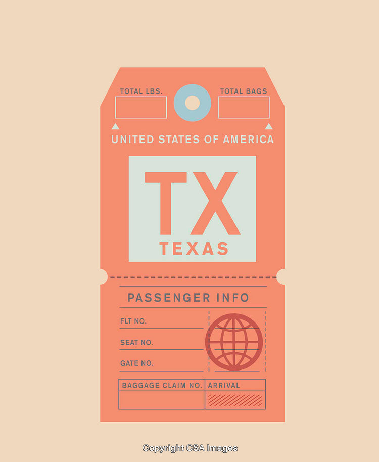 Vintage Texas Travel Tag Design with Retro Aesthetic for Travel and Nostalgia