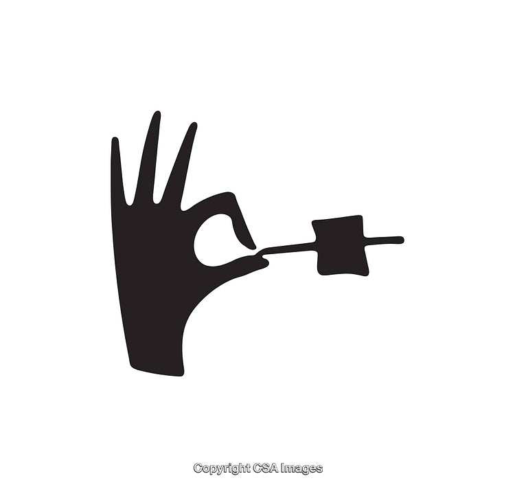 Minimalist Icon of a Hand Holding a Square Object on a Stick