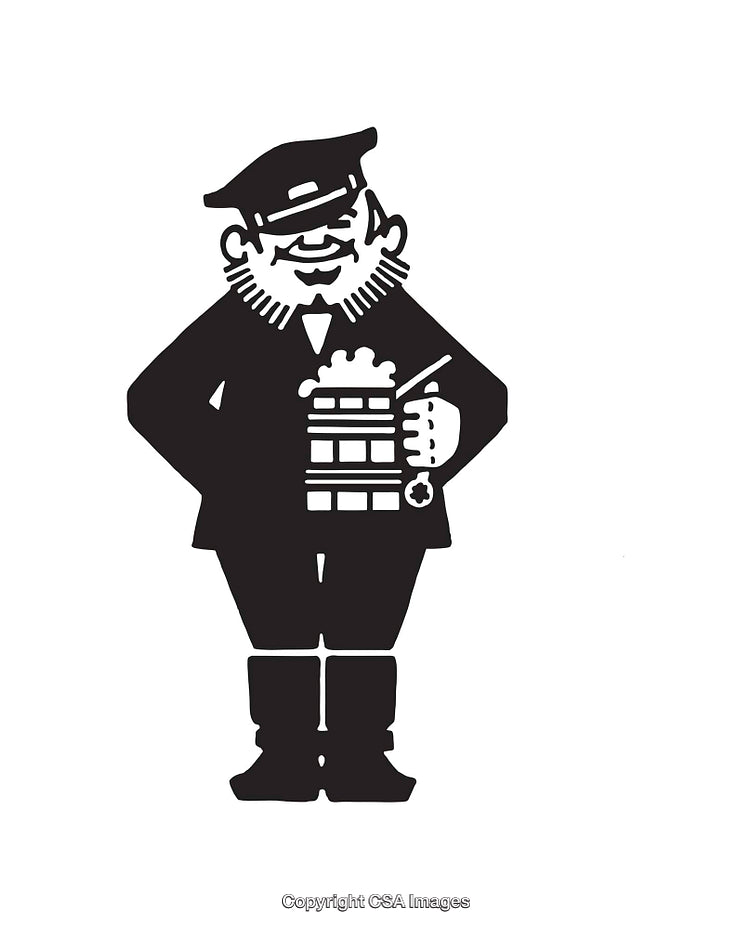 Whimsical Black and White Abstract Line Art Illustration of a Sailor Figure