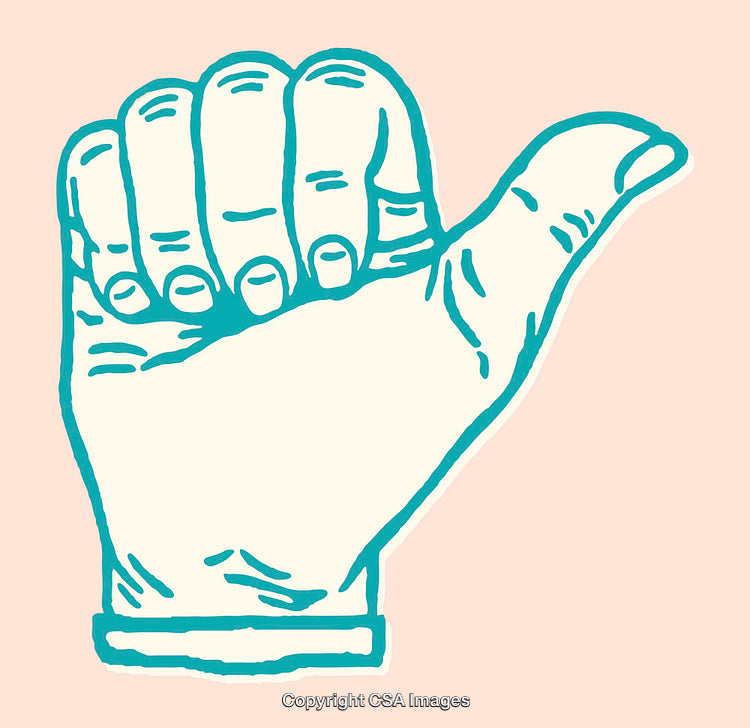 Minimalist Line Art of a Hand with Thumb Gesture