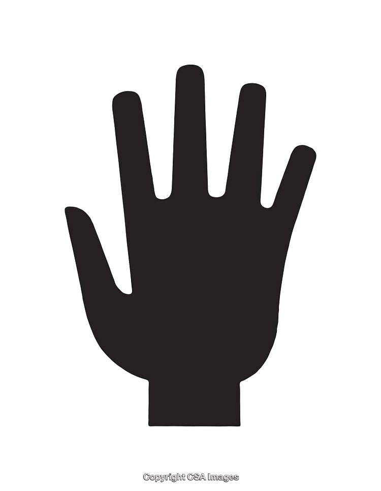 Black Silhouette Hand Icon Signifying Touch and Interaction