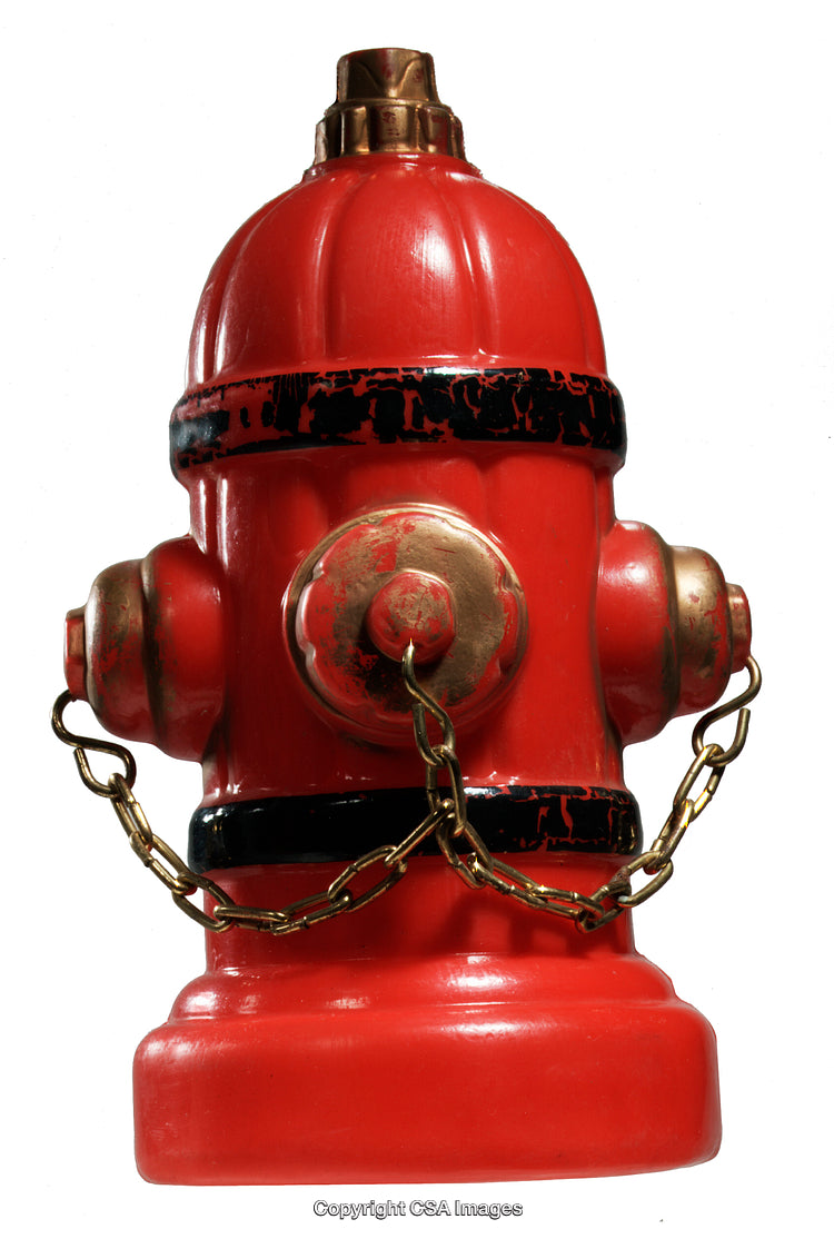 Red Fire Hydrant Toy Figure With Vintage Style and Chain Detail