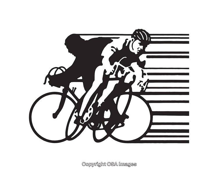 Black and White Line Art of Cyclists in Motion