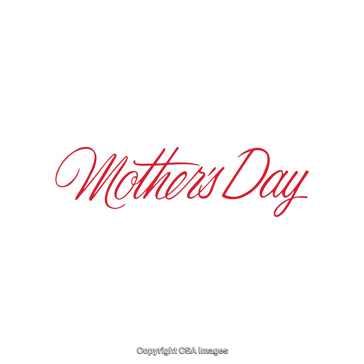 Elegant Red Calligraphy Celebrating Mother's Day on a White Background