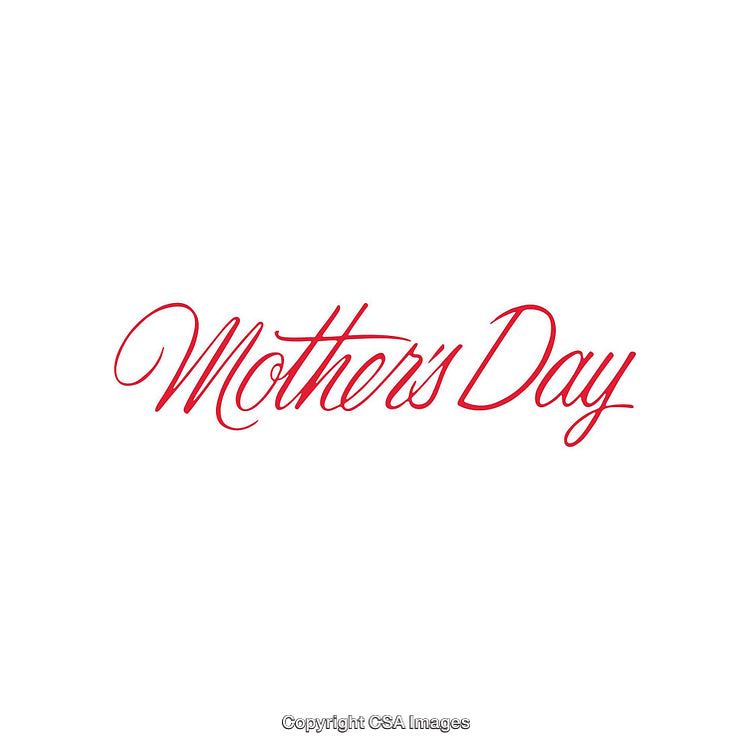 Elegant Red Calligraphy Celebrating Mother's Day on a White Background