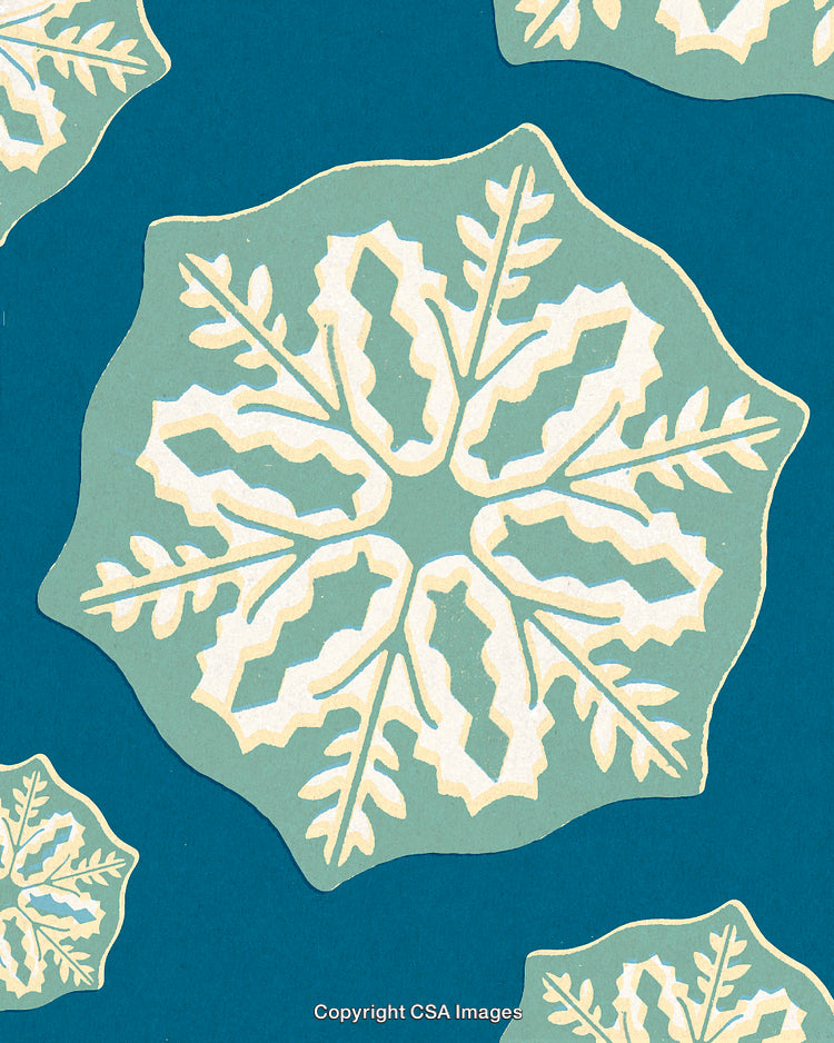 Intricate Snowflake Pattern on Teal Background Highlighting Geometric Designs