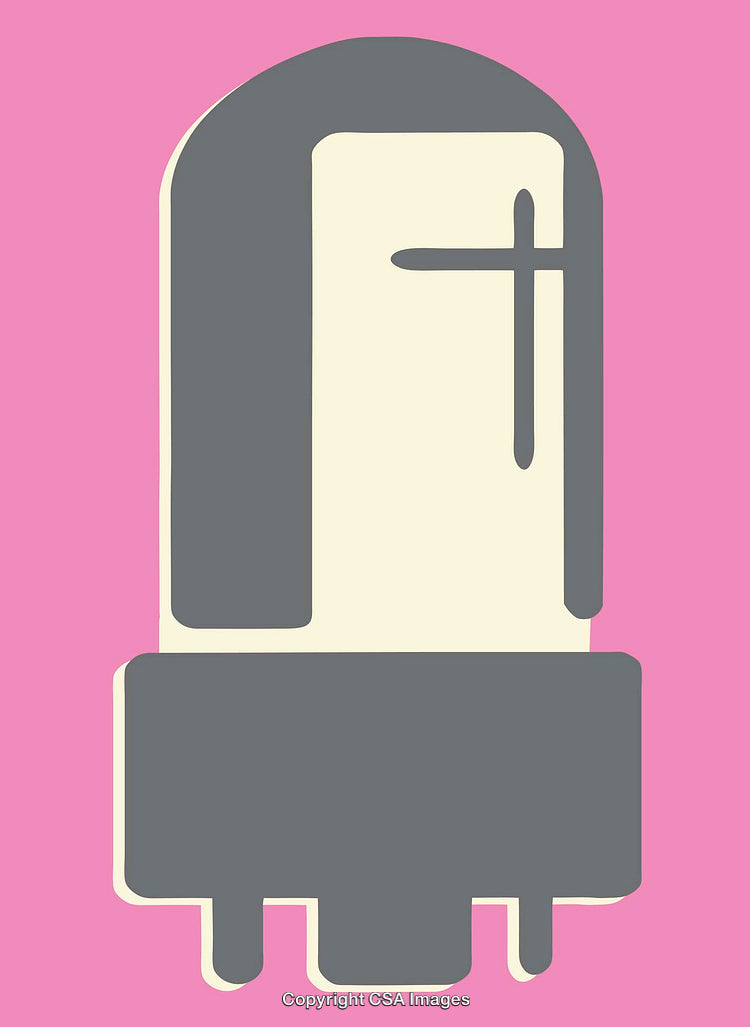 Stylized Illustration of a Vacuum Tube Lamp with Pink Background